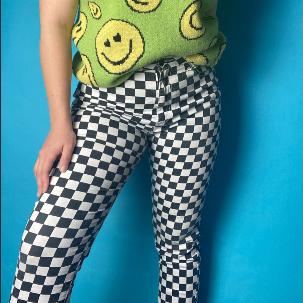 Hightwaist b&w checkered pants
